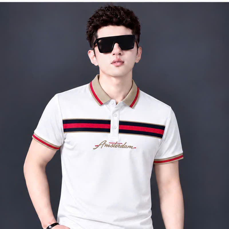 Áo polo phối dây thêu – trắng sỉ tại xưởng Hoàng Hưng
