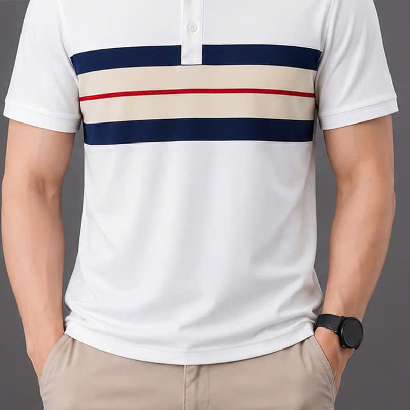 Áo polo phối dệt ngực – trắng sỉ tại xưởng Hoàng Hưng