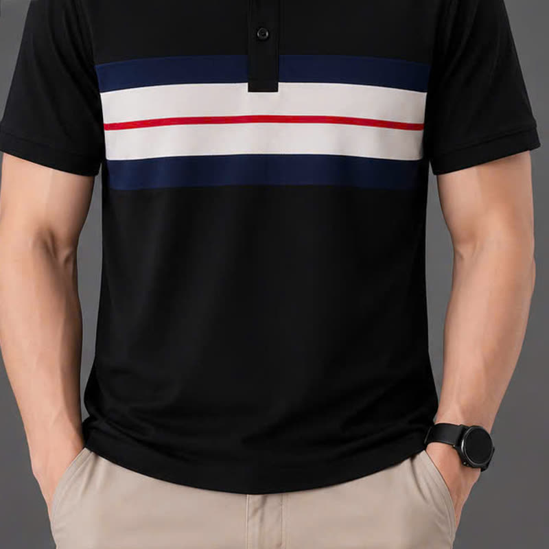 Áo polo phối dệt ngực – đen sỉ tại xưởng Hoàng Hưng