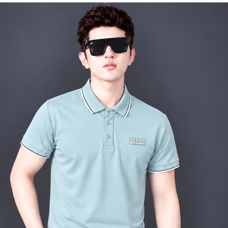 Áo polo viền cổ logo ép – xanh ngọc sỉ tại xưởng Hoàng Hưng
