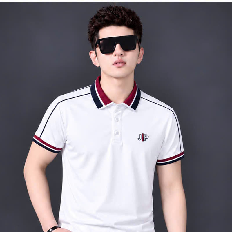 Áo polo phối viền mí – trắng sỉ tại xưởng Hoàng Hưng